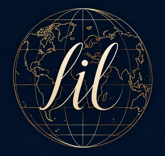 lil 金色の線画地球儀ロゴ
